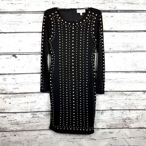 Philosophy gold studs, black pencil dress size S